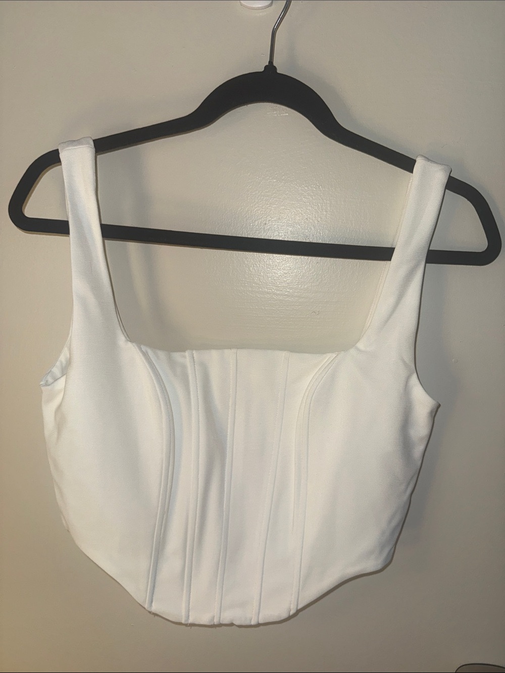 Edikted White Corset Tank Top with Wide Straps